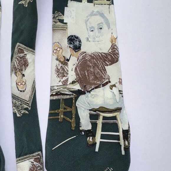 Necktie Norman Rockwell Painting Self Portrait Saturday Evening Post Tie 57 x 4 - Picture 4 of 7